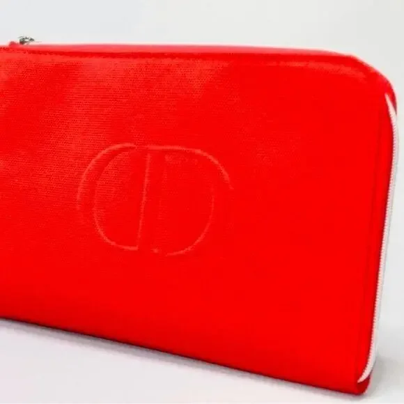 DIOR Beauty RED Cosmetic  Bag clutch Pouch case TROUSSE canvas Bundle - Picture 7 of 11